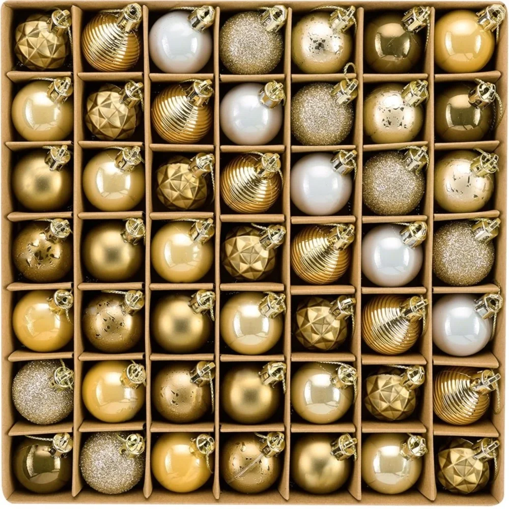 NEW Christmas Ornaments 49 Ornaments Gold Color Scheme Christmas Baubles - Picture 9 of 13